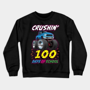 Crushin' 100 Days of School Monster Truck Cartoon Crewneck Sweatshirt